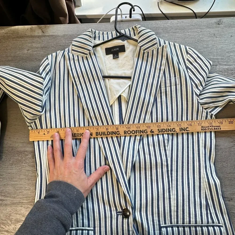 J. Crew Willa Blazer in Stripe Blue Cream 4 Preppy Nautical Academia
